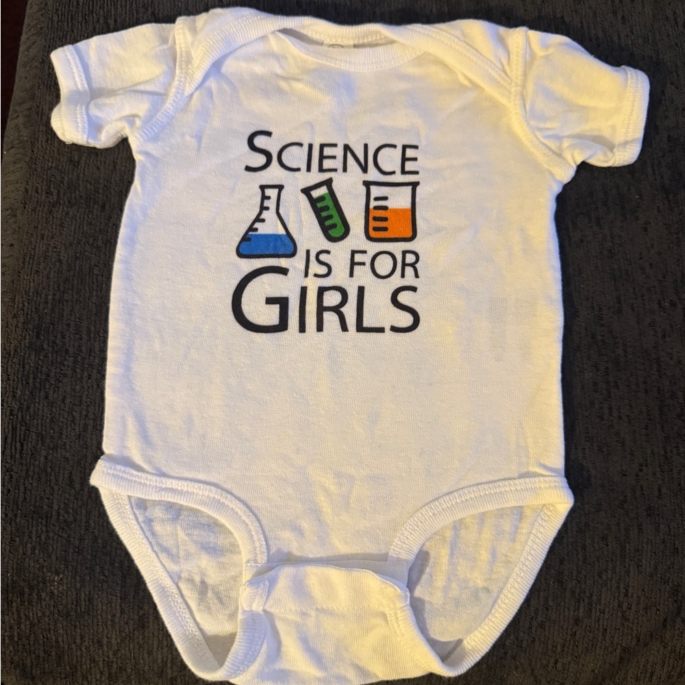 White Science Themed Baby Onesie